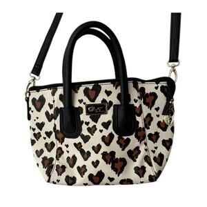Luv Betsey by Betsey Johnson Leopard Heart Satchel Crossbody Purse Bag